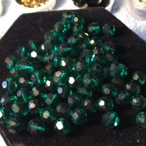 Green colored round crystal beads , gorg color !